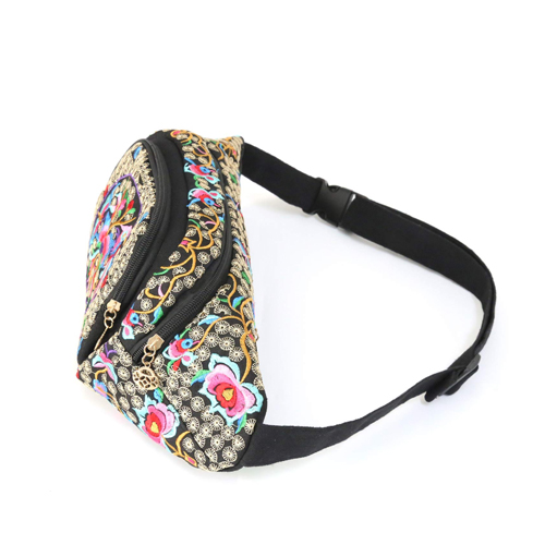 Retro embroidered stylish fanny pack